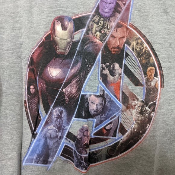 Grey Marvel Avengers Infinity War Endgame Avengers Assemble Logo T-Shirt Medium - Picture 2 of 4